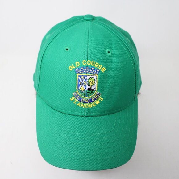 St. Andrews Old Course Hat Mens Snapback Green Cotton International Insignia Cap - Picture 3 of 13